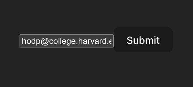 Form successfully submitted with a valid Harvard email
